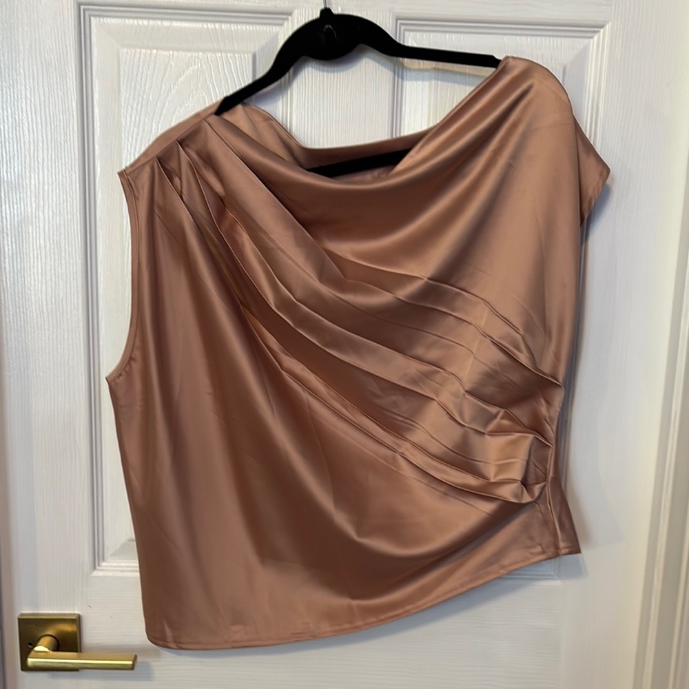 Champagne Asymmetrical Draped Blouse